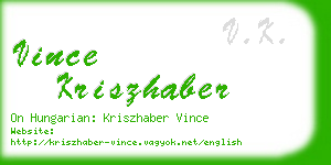 vince kriszhaber business card